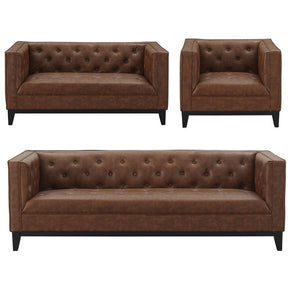 Manhattan Comfort Cadman 3-Piece Sofa , Loveseat and Armchair Set  in Camal PU LeatherManhattan Comfort-Sofa Sets- - 1