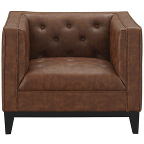 Manhattan Comfort Cadman 3-Piece Camal PU Leather  2-Seat Loveseat and 2 Armchairs