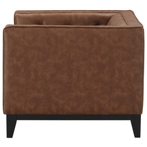 Manhattan Comfort Cadman 3-Piece Camal PU Leather  2-Seat Loveseat and 2 Armchairs