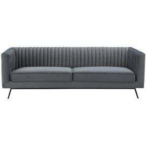 Manhattan Comfort Vandam 3-Piece Charcoal Grey Velvet Sofa, Loveseat, and Armchair Set