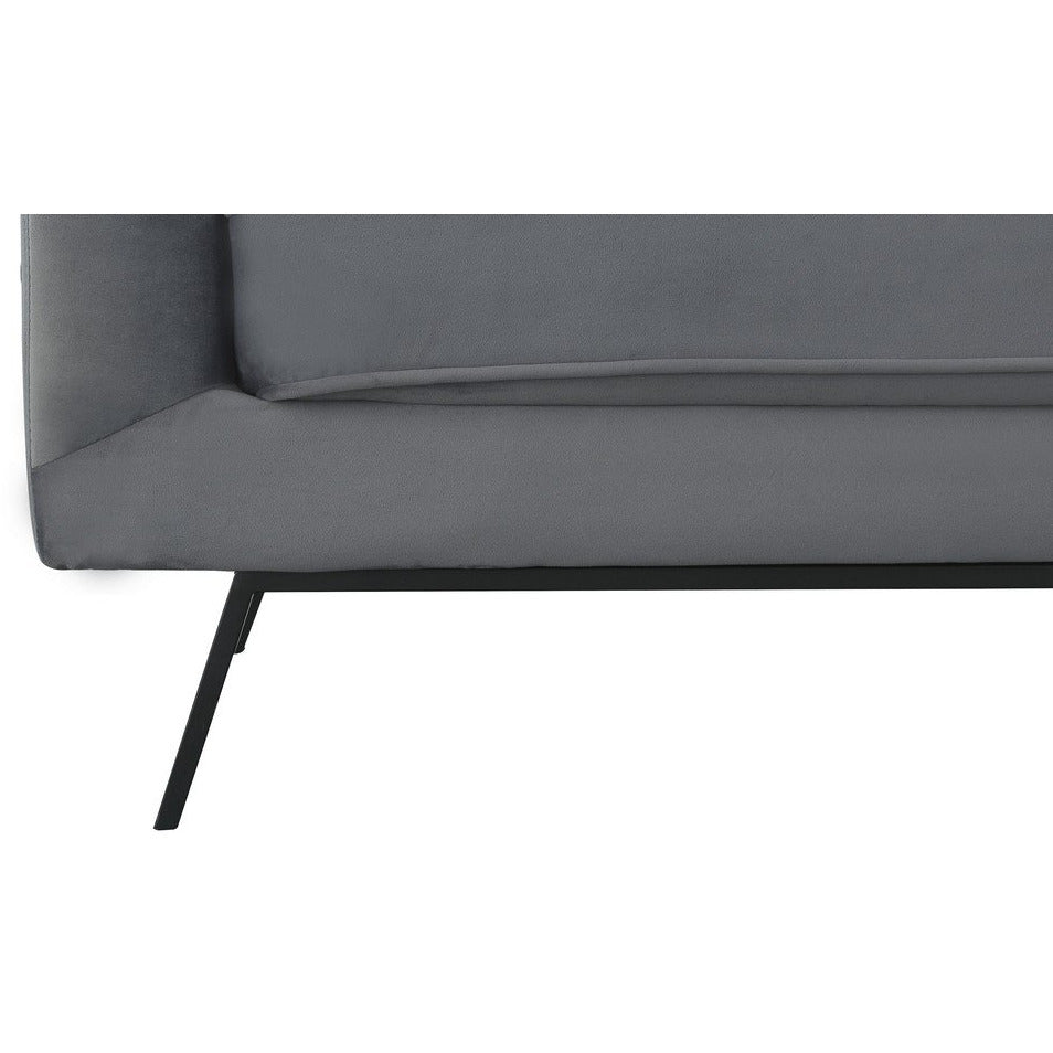 Manhattan Comfort Vandam 3-Piece Charcoal Grey Velvet Sofa, Loveseat, and Armchair Set