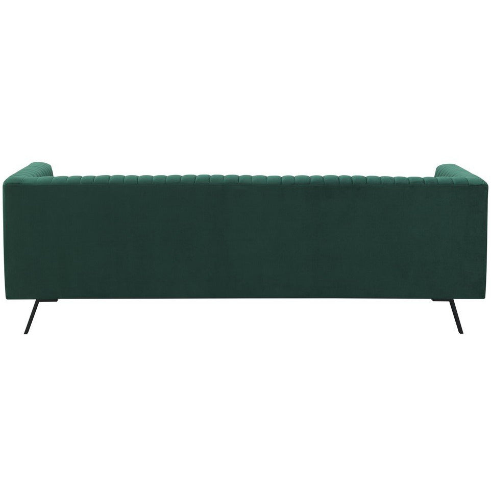 Manhattan Comfort Vandam 3-Piece Hunter Green Velvet Sofa, Loveseat, and Armchair Set