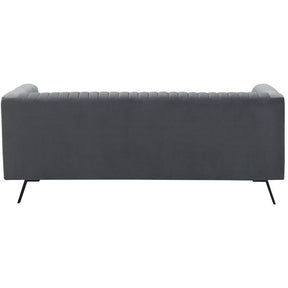 Manhattan Comfort Vandam 3-Piece Charcoal Grey Velvet 2-Seat Loveseat and 2 Armchairs