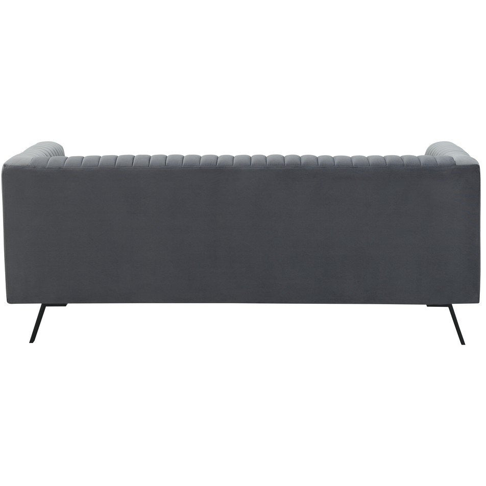 Manhattan Comfort Vandam 3-Piece Charcoal Grey Velvet 2-Seat Loveseat and 2 Armchairs