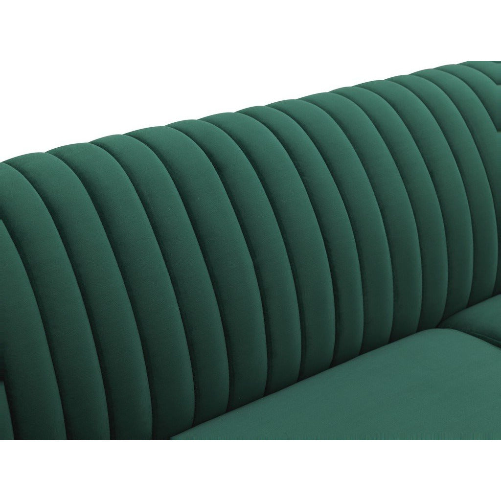 Manhattan Comfort Vandam 3-Piece Hunter Green Velvet 2-Seat Loveseat and 2 Armchairs