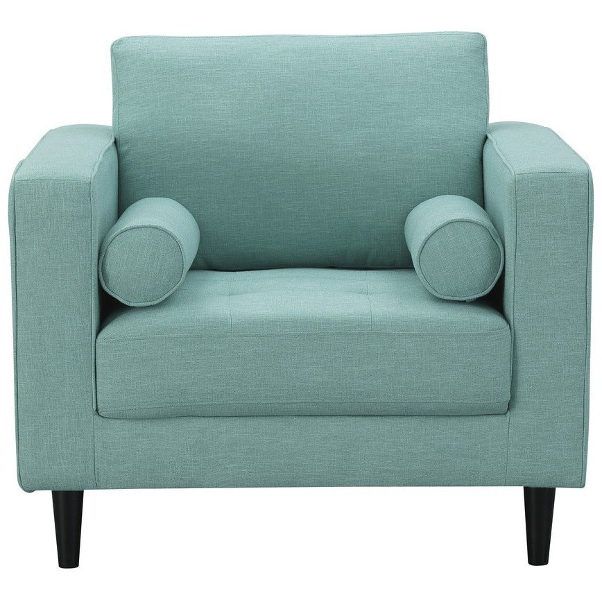 Manhattan Comfort Arthur 3-Piece Mint- Green Blue Tweed Sofa,  Loveseat, and Armchair  Set