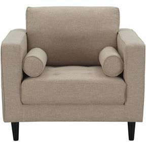 Manhattan Comfort Arthur 3-Piece Tan-Brown Tweed 2-Seat Loveseat and 2 Armchairs