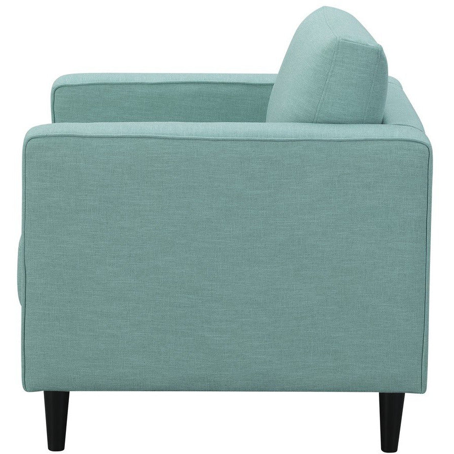 Manhattan Comfort Arthur 3-Piece Mint Green-Blue Tweed 2-Seat Loveseat and 2 Armchairs