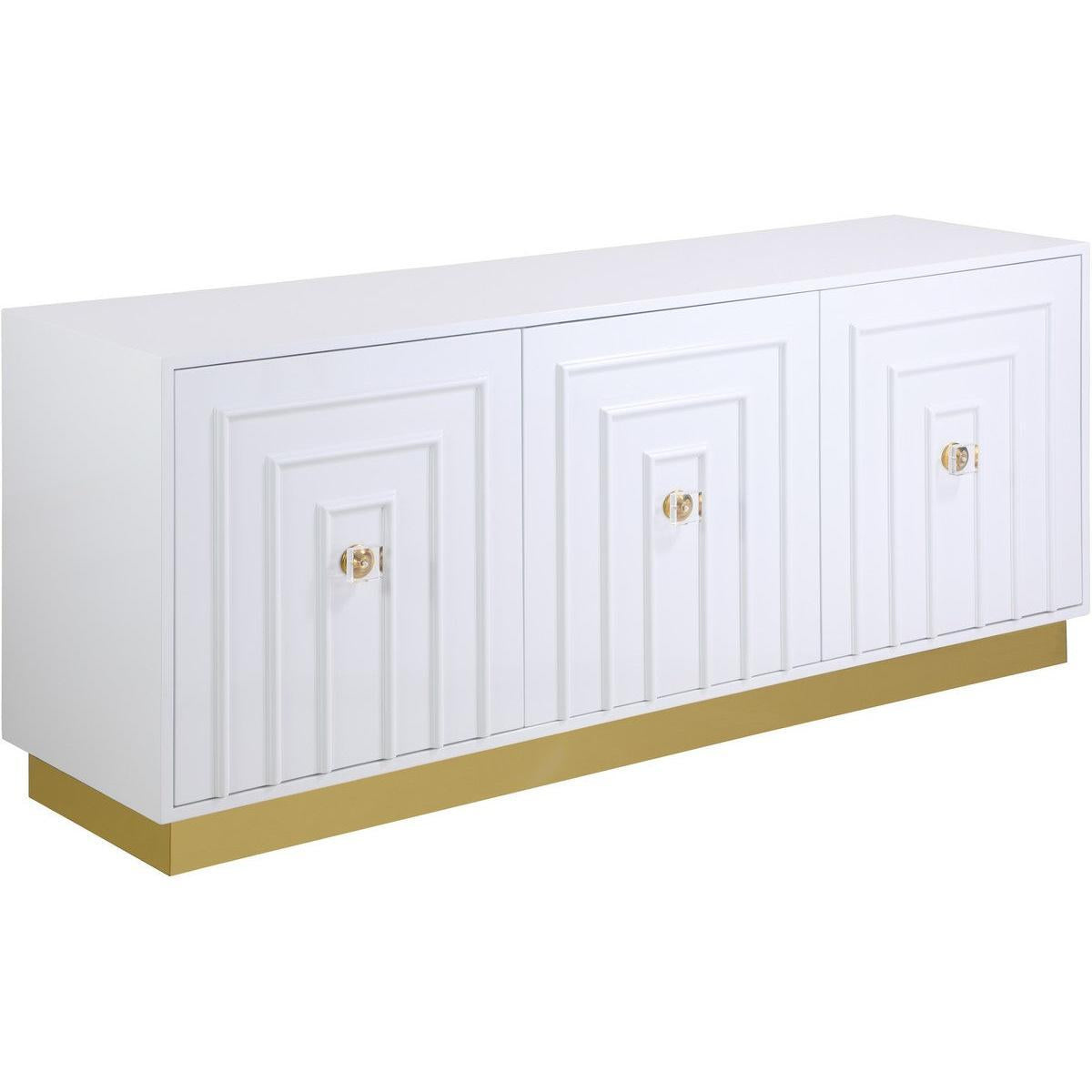 Meridian Furniture Cosmopolitan White Lacquer Sideboard/BuffetMeridian Furniture - Sideboard/Buffet - Minimal And Modern - 1