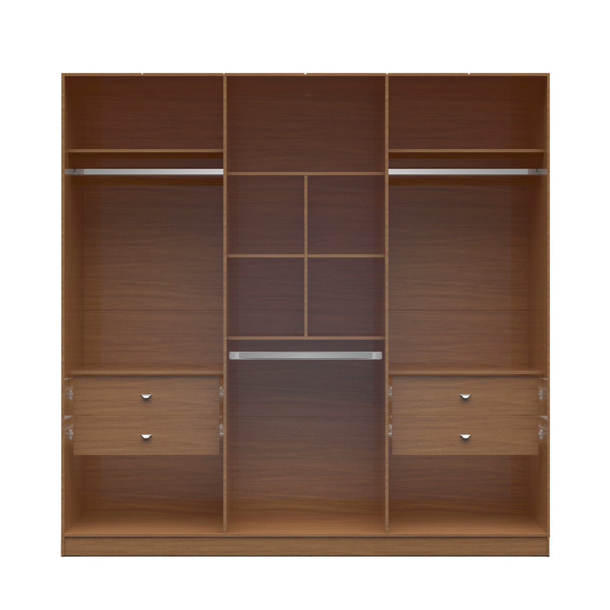 Manhattan Comfort Eldridge 2.0 - 91" 3 Sectional Wardrobe with 4 Drawers and 6 Doors in Maple Cream-Minimal & Modern