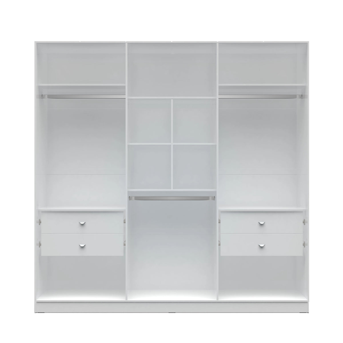 Manhattan Comfort Eldridge 2.0 - 91" 3 Sectional Wardrobe with 4 Drawers and 6 Doors in White-Minimal & Modern