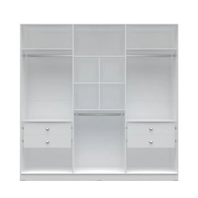 Manhattan Comfort Eldridge 2.0 - 91" 3 Sectional Wardrobe with 4 Drawers and 6 Doors in White-Minimal & Modern