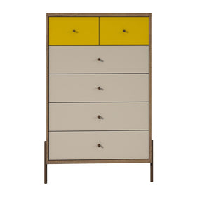 Manhattan Comfort Joy 48.43" Tall Dresser with 6 Full Extension Drawers in Yellow and Off White Manhattan Comfort-Dresser- - 1
