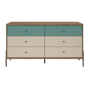 Manhattan Comfort Joy 59" Wide Double Dresser with 6 Full Extension Drawers in Blue and Off White Manhattan Comfort-Dresser- - 1