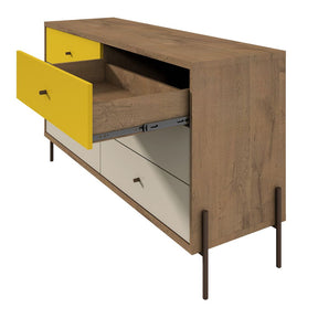 Manhattan Comfort Joy 59" Wide Double Dresser with 6 Full Extension Drawers in Yellow and Off White