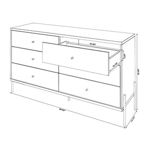 Manhattan Comfort Joy 59" Wide Double Dresser with 6 Full Extension Drawers in Off White