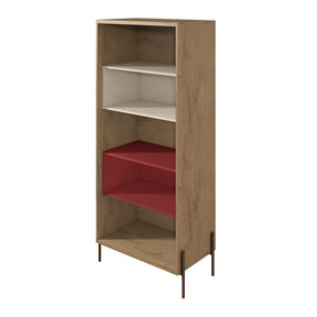 Manhattan Comfort Joy 5- Shelf Bookcase in Red and Off White