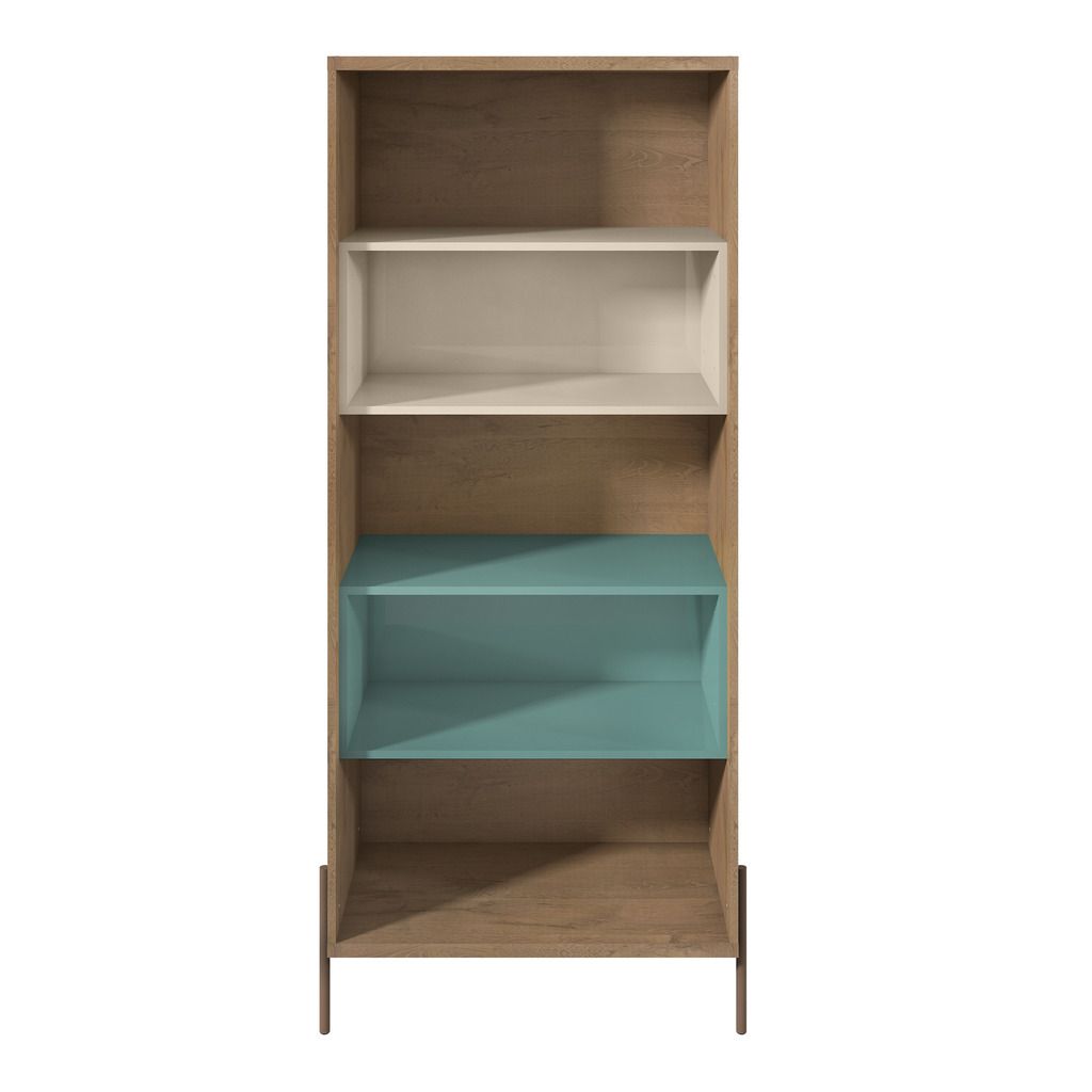 Manhattan Comfort Joy 5- Shelf Bookcase in Blue and Off White Manhattan Comfort-Bookcases- - 1