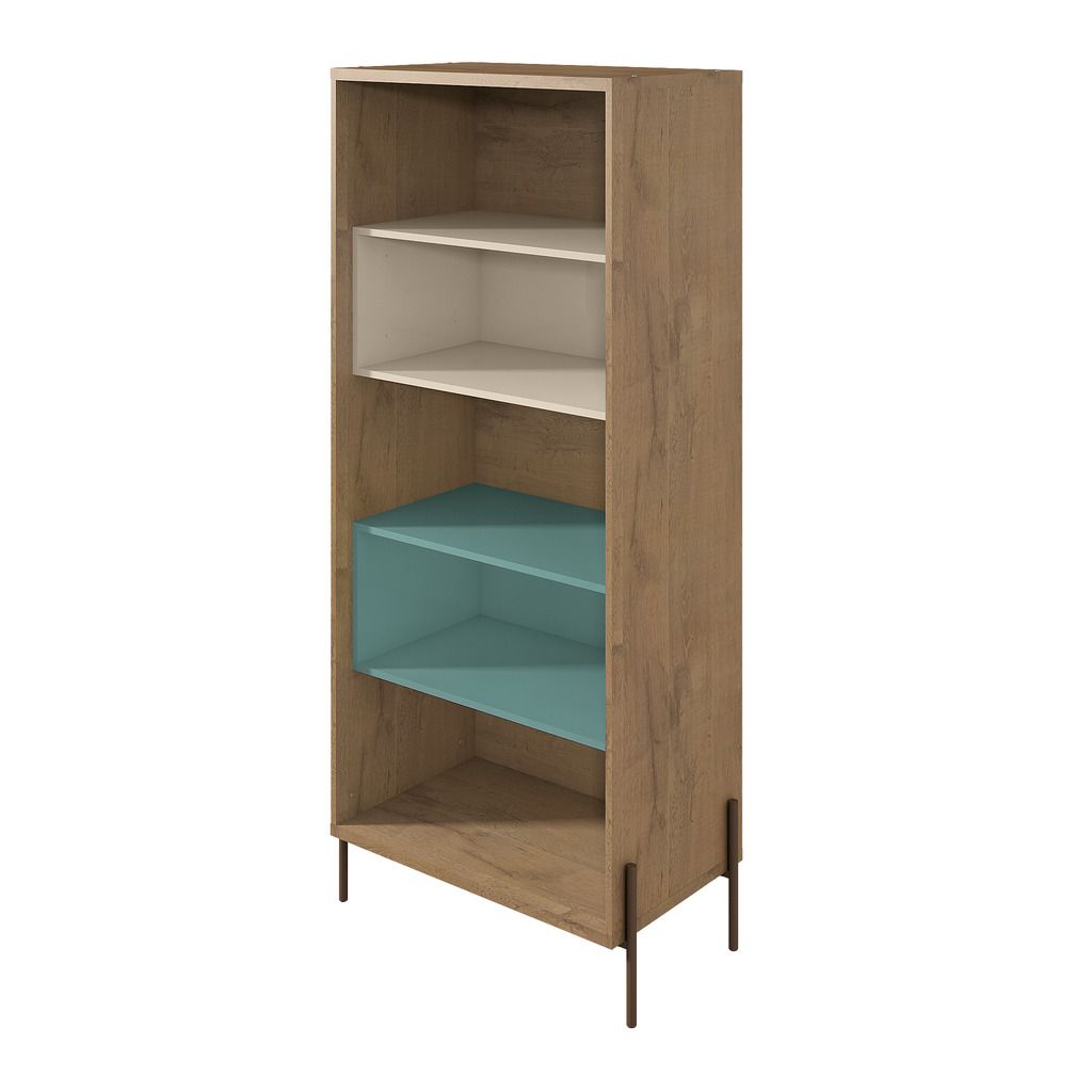 Manhattan Comfort Joy 5- Shelf Bookcase in Blue and Off White