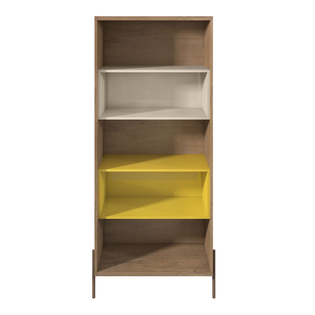 Manhattan Comfort Joy 5- Shelf Bookcase in Yellow and Off White Manhattan Comfort-Bookcases- - 1
