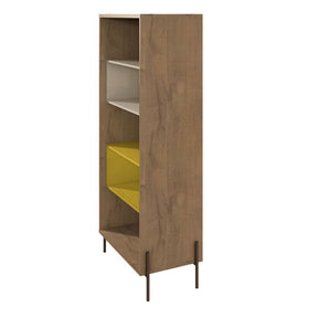 Manhattan Comfort Joy 5- Shelf Bookcase in Yellow and Off White
