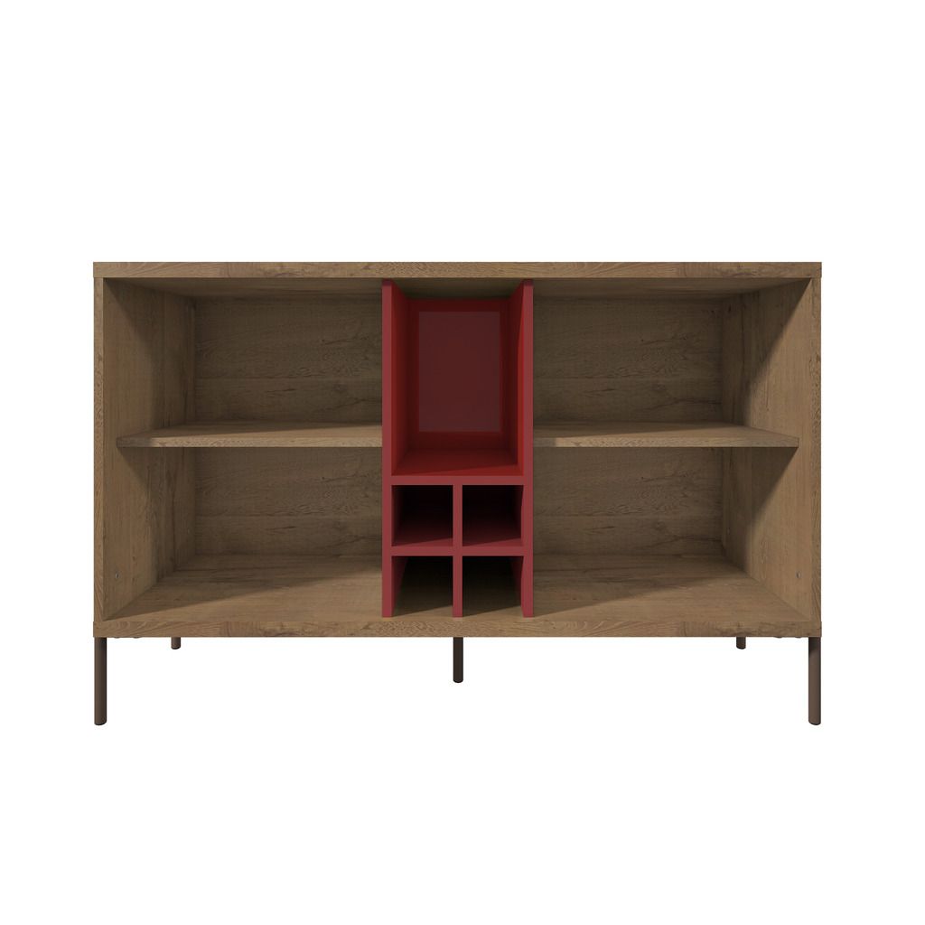 Manhattan Comfort Joy 4-Bottle Wine Buffet Stand in Red and Off White