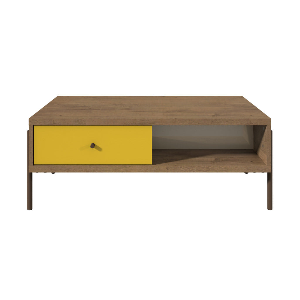 Manhattan Comfort  Joy Double-sided 2-Drawer End Table in Yellow and Off White