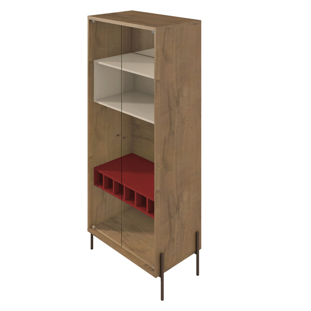 Manhattan Comfort  Joy 6-Bottle Wine Cabinet with 4 Shelves in Red and Off White