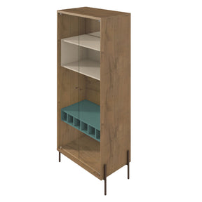 Manhattan Comfort  Joy 6-Bottle Wine Cabinet with 4 Shelves in Blue and Off White