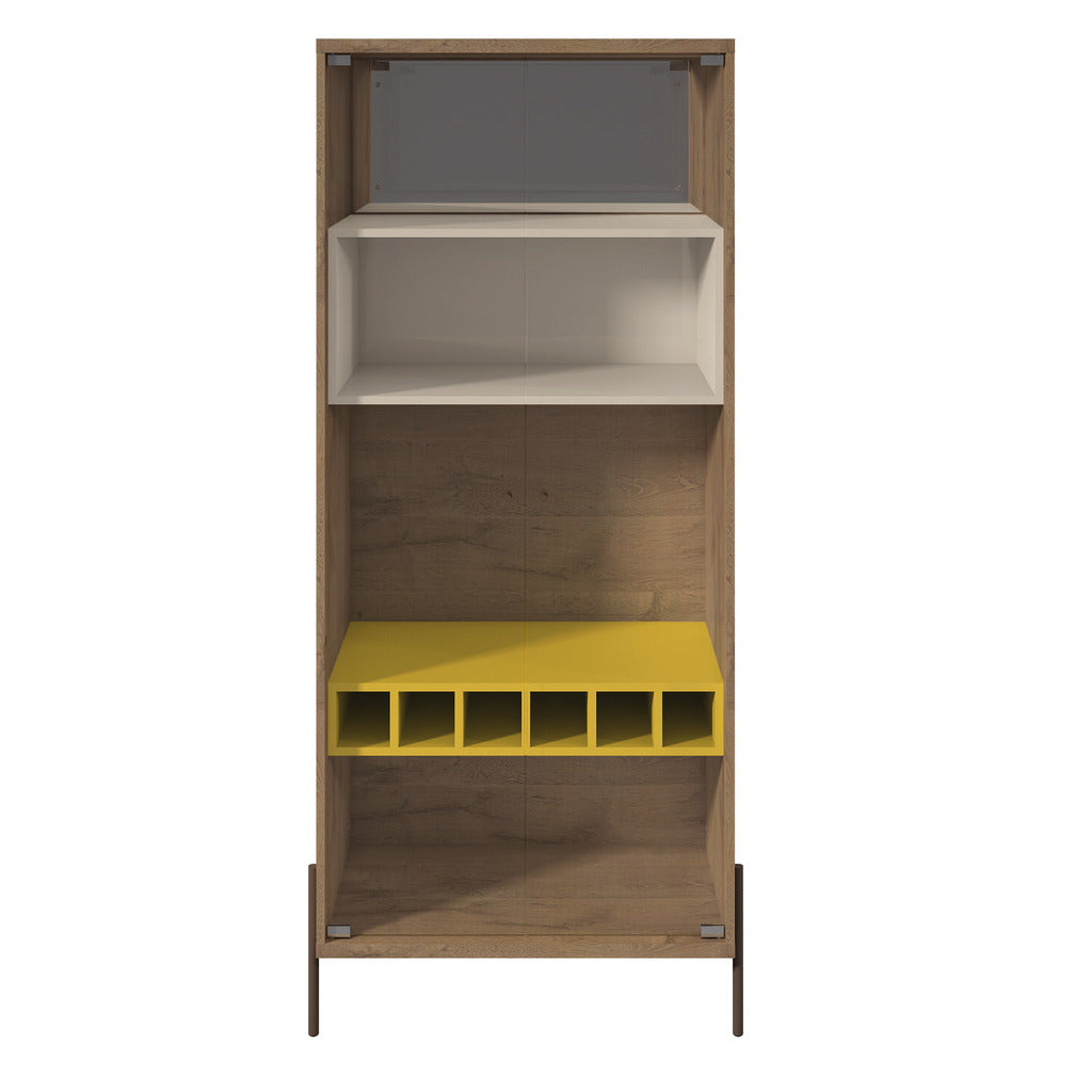 Manhattan Comfort  Joy 6-Bottle Wine Cabinet with 4 Shelves in Yellow and Off WhiteManhattan Comfort-Bar- - 1