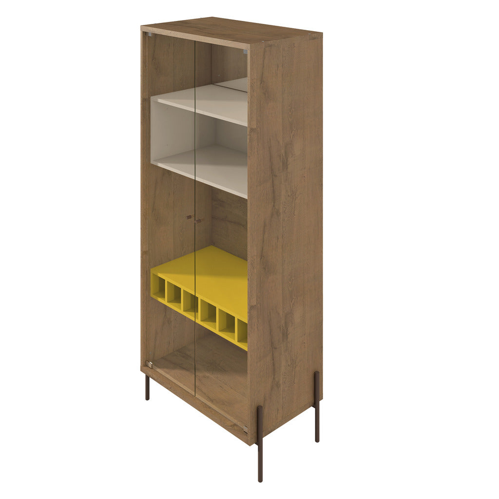 Manhattan Comfort  Joy 6-Bottle Wine Cabinet with 4 Shelves in Yellow and Off White