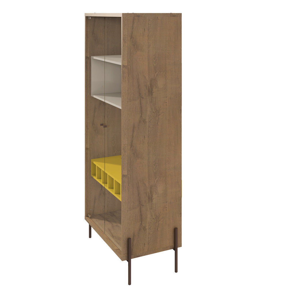 Manhattan Comfort  Joy 6-Bottle Wine Cabinet with 4 Shelves in Yellow and Off White