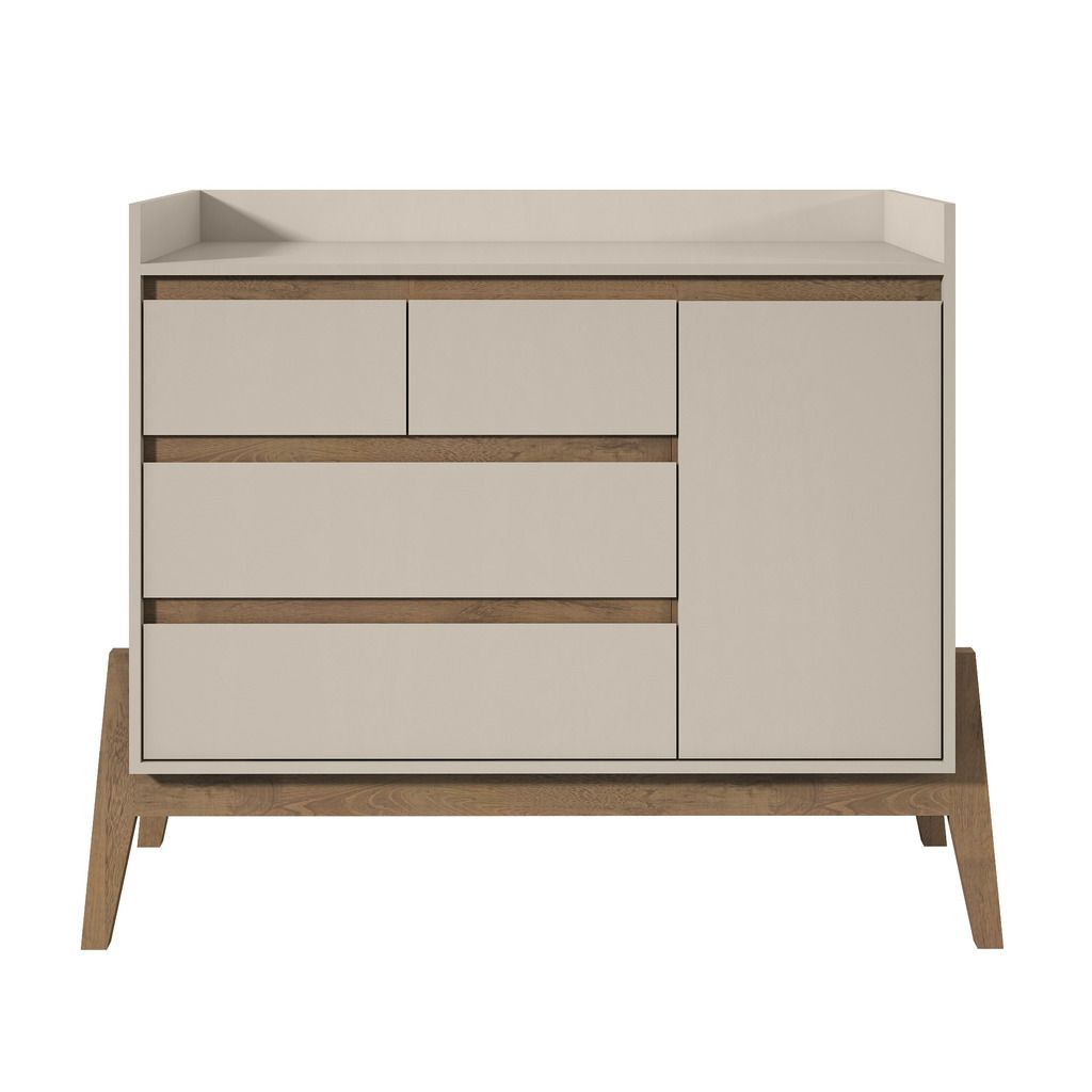 Manhattan Comfort Essence 49" Wide Dresser with 4 Full Extension Drawers and Table Top in Off White  Manhattan Comfort-Dresser- - 1