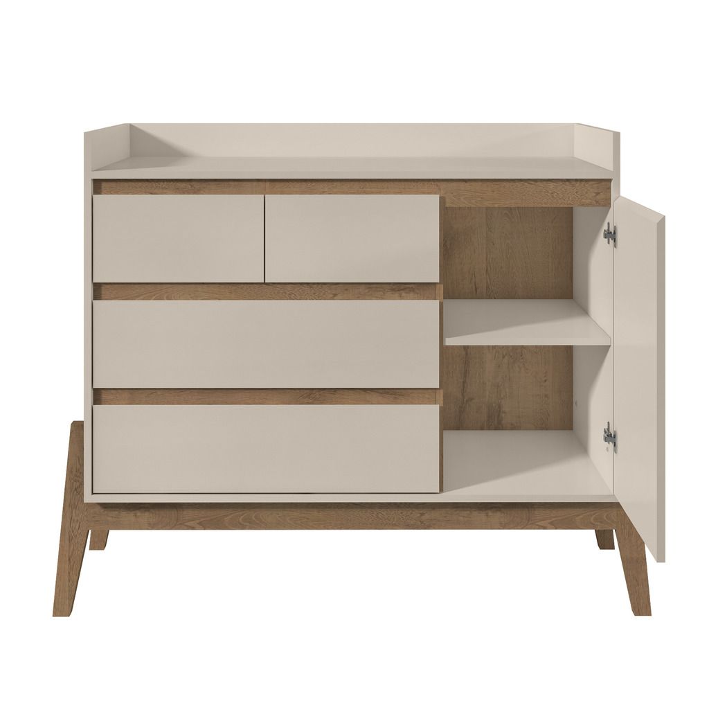 Manhattan Comfort Essence 49" Wide Dresser with 4 Full Extension Drawers and Table Top in Off White