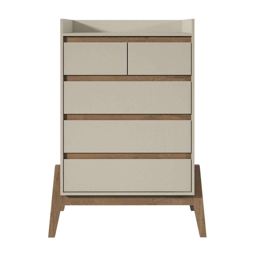 Manhattan Comfort Essence 48.23" Tall Dresser with 5 Full Extension Drawers in Off White Manhattan Comfort-Dresser- - 1