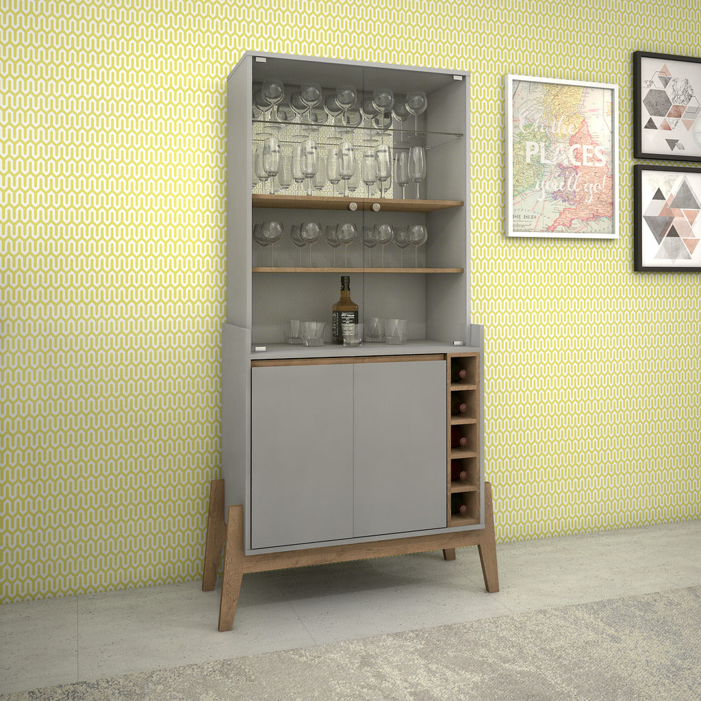 Manhattan Comfort  Essence 5-Bottle Wine Cabinet with 6 Shelves in Grey