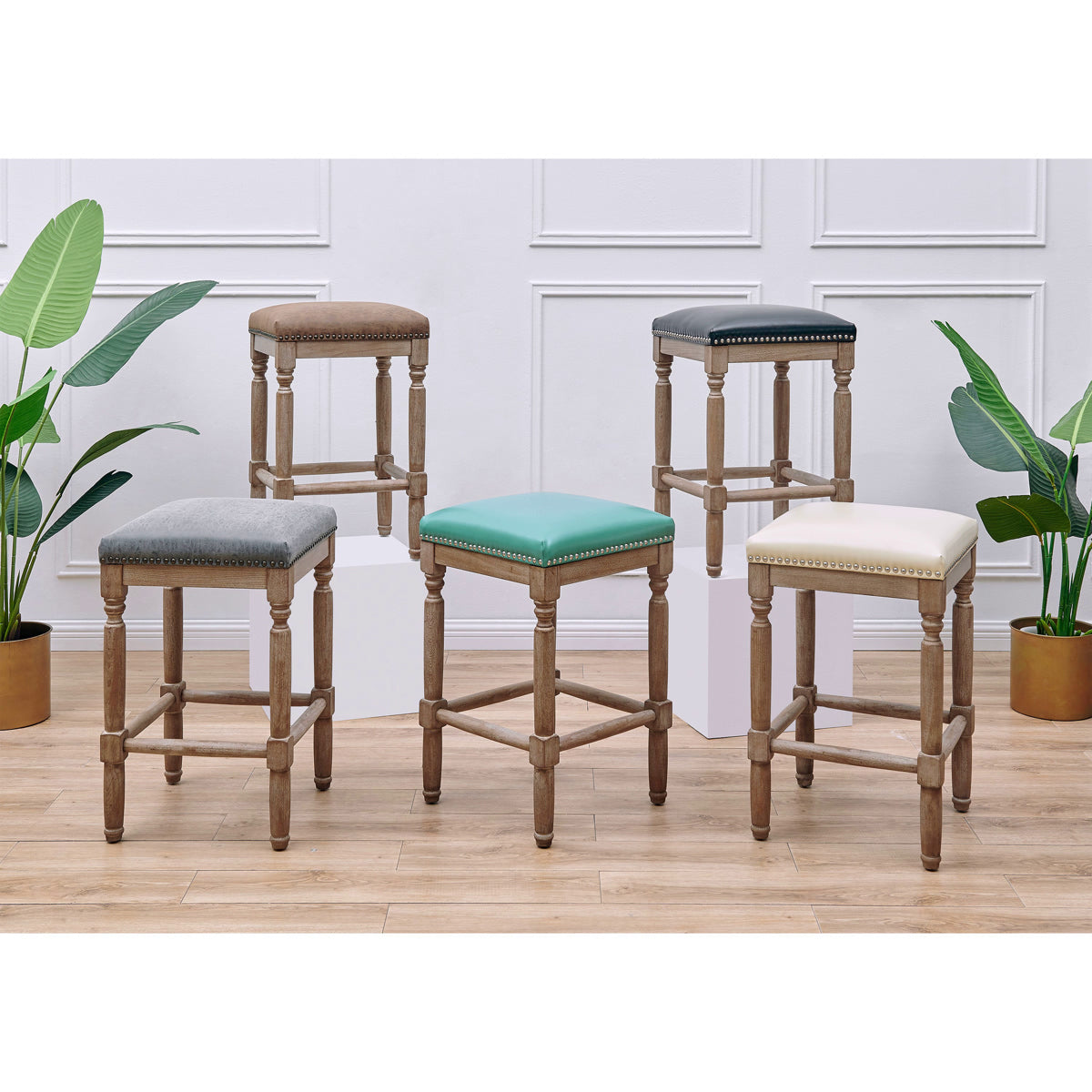 Ernie Bonded Leather Counter Stool - Set of 2 by New Pacific Direct - 3900057-323