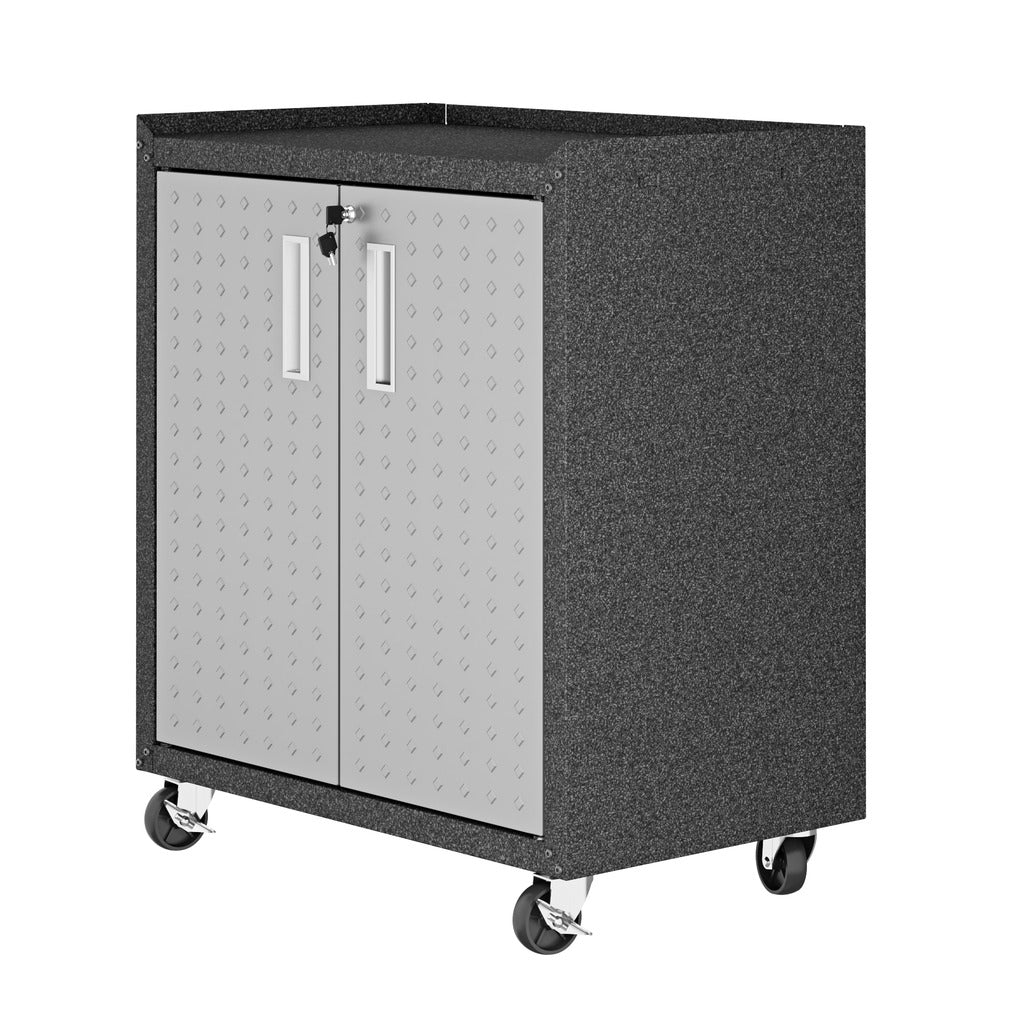 Manhattan Comfort  Fortress Textured Metal 31.5" Garage Mobile Cabinet with 2 Adjustable Shelves in GreyManhattan Comfort-Garage - - 1