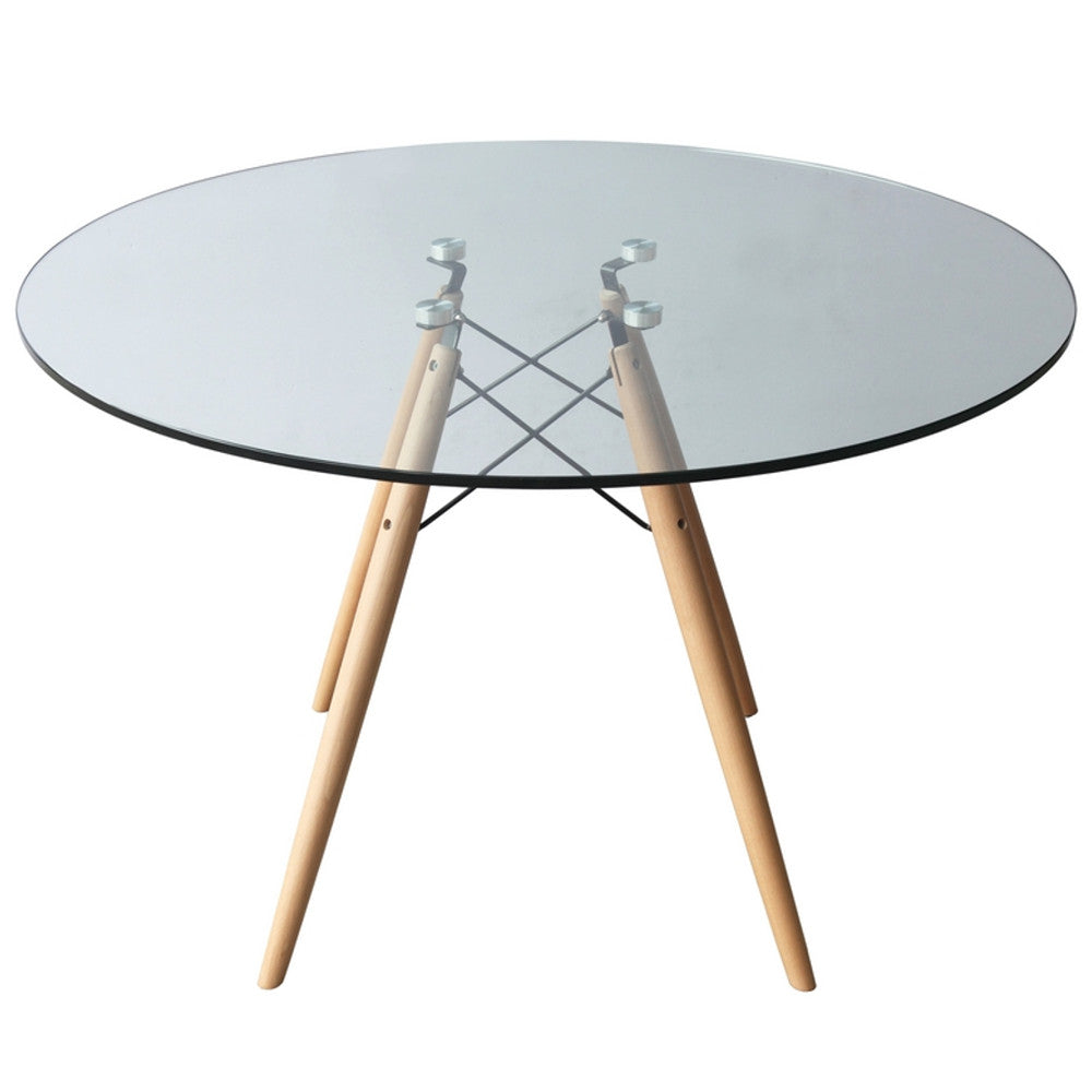Finemod Imports Modern Woodleg 48" Dining Table FMI4010-48-clear-Minimal & Modern