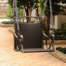 International Caravan Valencia Resin Wicker/Steel Single Chair Swing 4101-SGL-Minimal & Modern