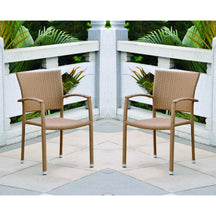 International Caravan Set of Four Barcelona Resin Wicker Square Back Dining Chair 4210-SQ-4CH-Minimal & Modern
