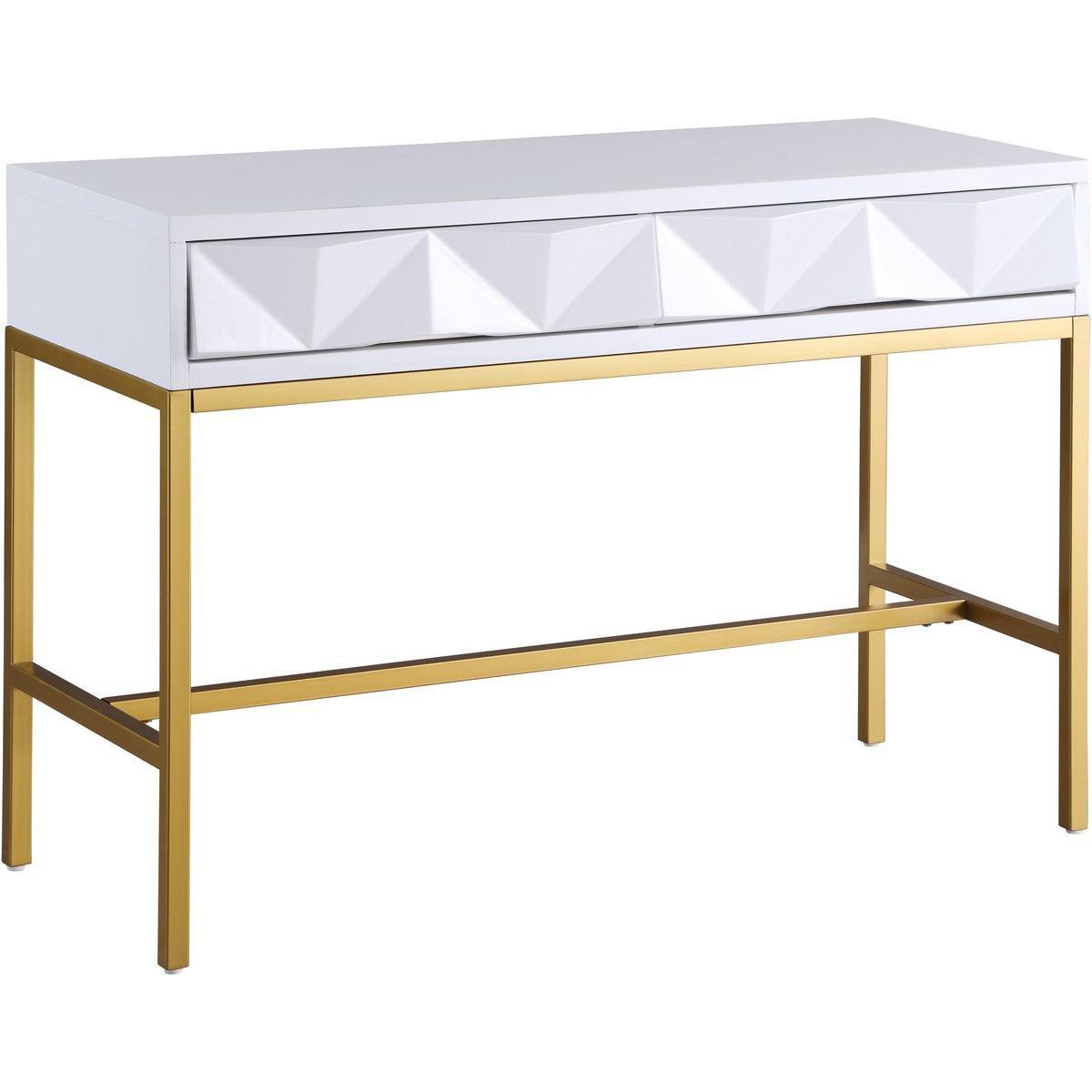 Meridian Furniture Pandora White Laquer with Gold Console TableMeridian Furniture - Console Table - Minimal And Modern - 1