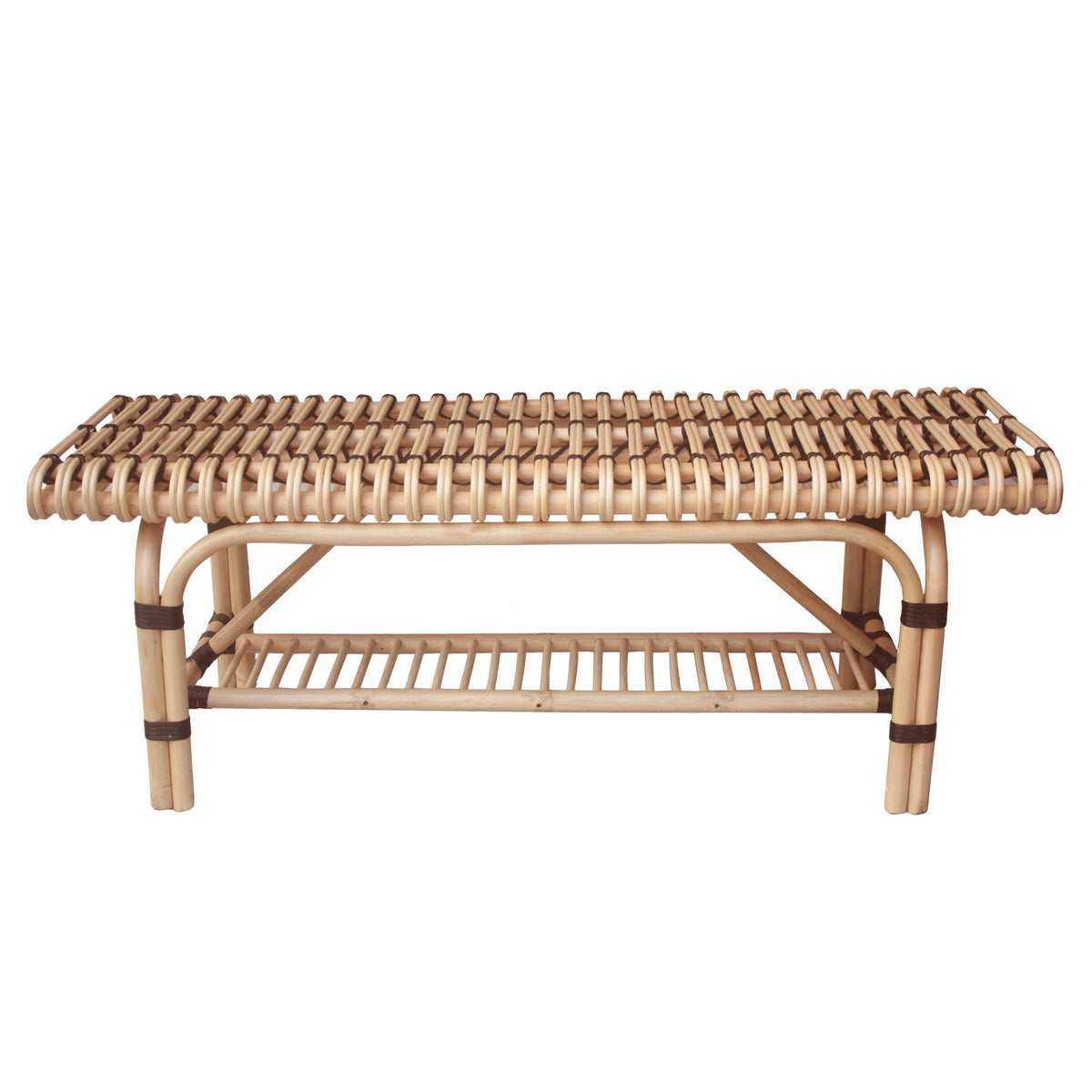 Baza Rattan Bench w/ Shelf by New Pacific Direct - 4900039