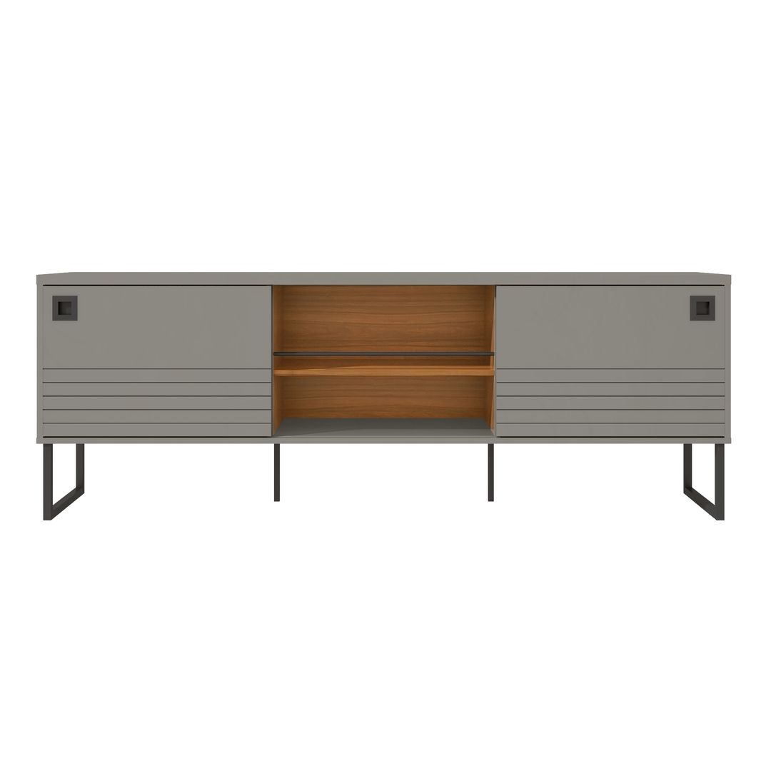 Manhattan Comfort Loft 70.47 Modern TV Stand with Media Shelves and Steel Legs in Grey and WoodManhattan Comfort-Theater Entertainment Centers- - 1