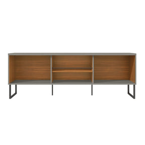 Manhattan Comfort Loft 70.47 Modern TV Stand with Media Shelves and Steel Legs in Grey and Wood