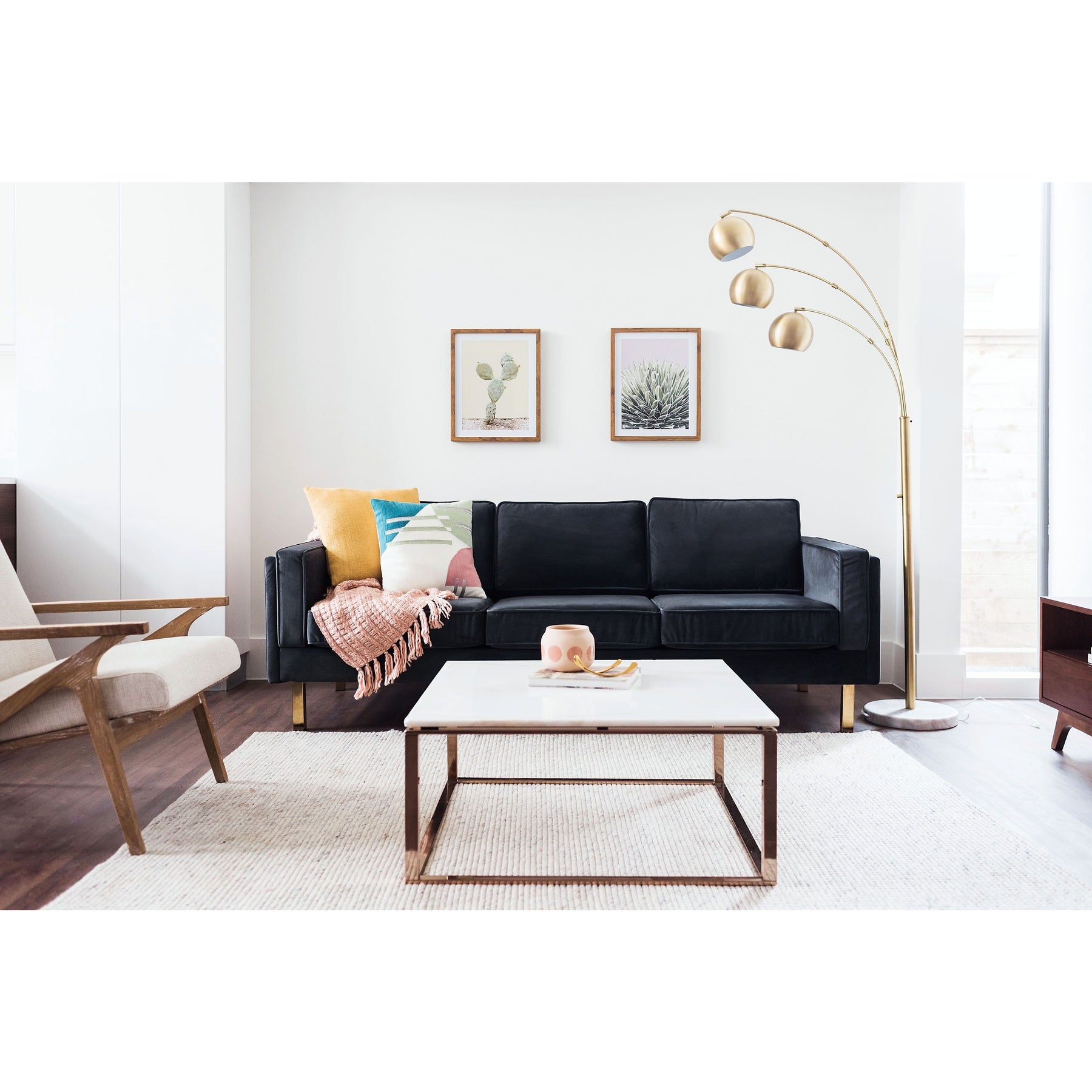 Edloe Finch Lexington Mid-Century Modern Velvet Sofa (Grey)