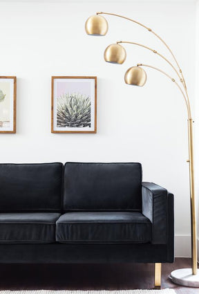 Edloe Finch Lexington Mid-Century Modern Velvet Sofa, Dark Grey Velvet - EF-Z1-3S008DG