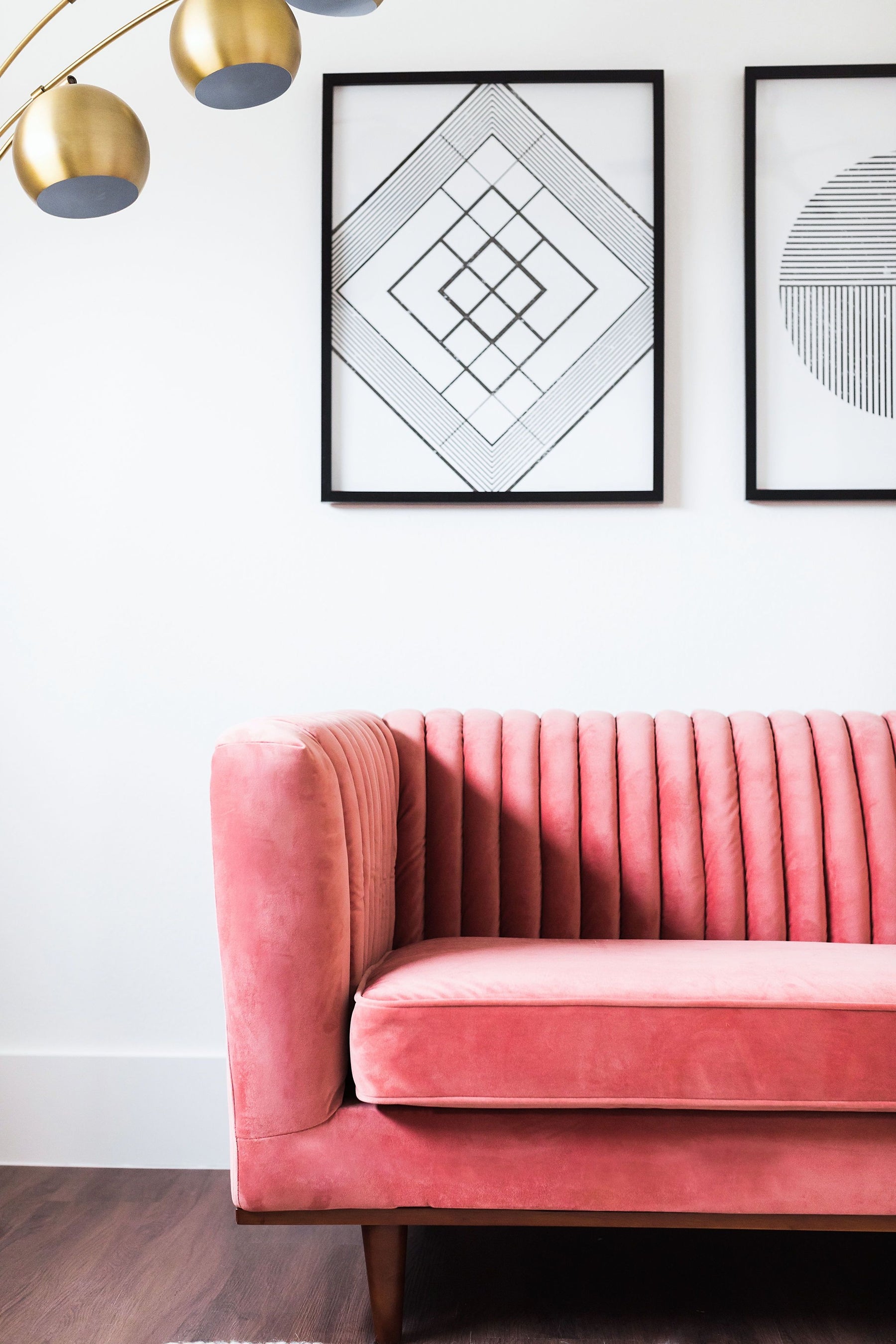 Edloe Finch Laurel Velvet Sofa, Blush Pink Velvet - EF-Z1-3S003P