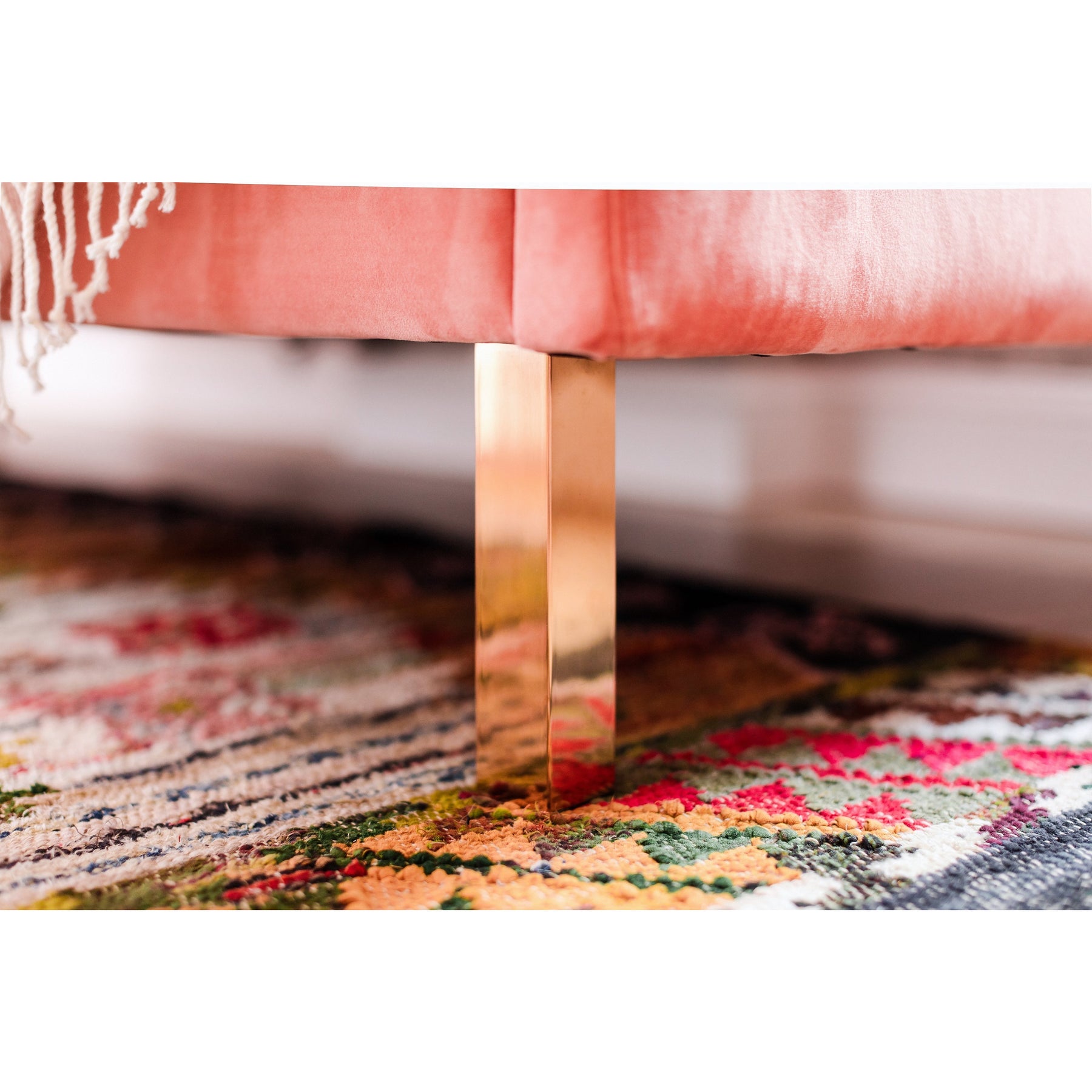 Edloe Finch Lexington Mid-Century Modern Velvet Sofa, Blush Pink Velvet