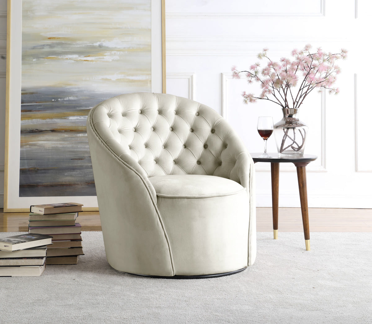 Meridian Furniture Alessio Cream Velvet Accent Chair